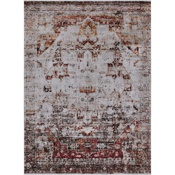 Bravo Dark Red Updated Traditional Area Rug 53 x 73Red  White