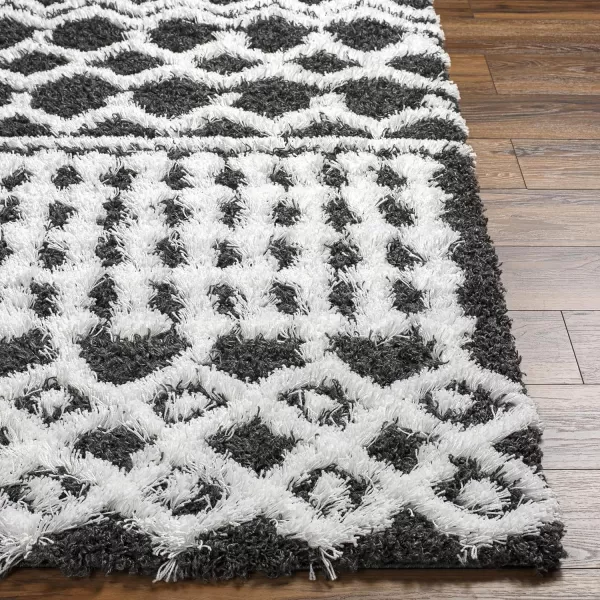 Hapsburg Moroccan Shag Area Rug53 x 73 Dark BrownBlackWhite