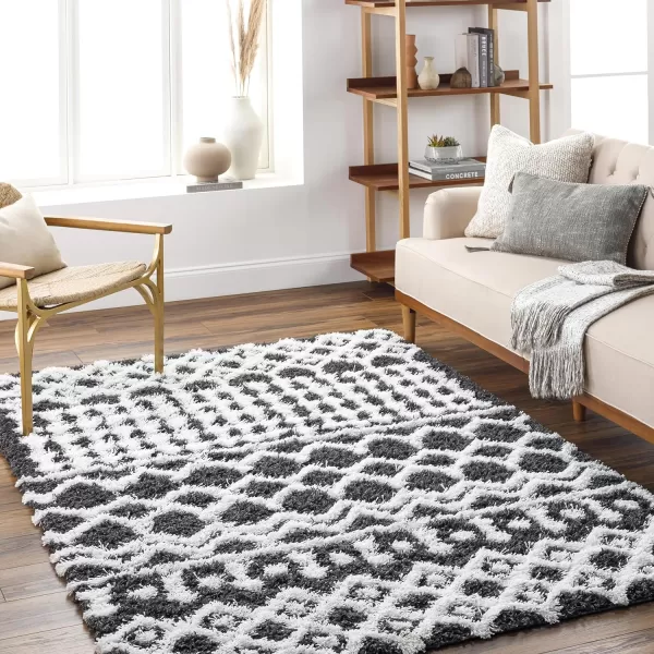 Hapsburg Moroccan Shag Area Rug53 x 73 Dark BrownBlackWhite