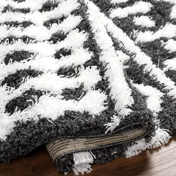 Hapsburg Moroccan Shag Area Rug53 x 73 Dark BrownBlackWhite