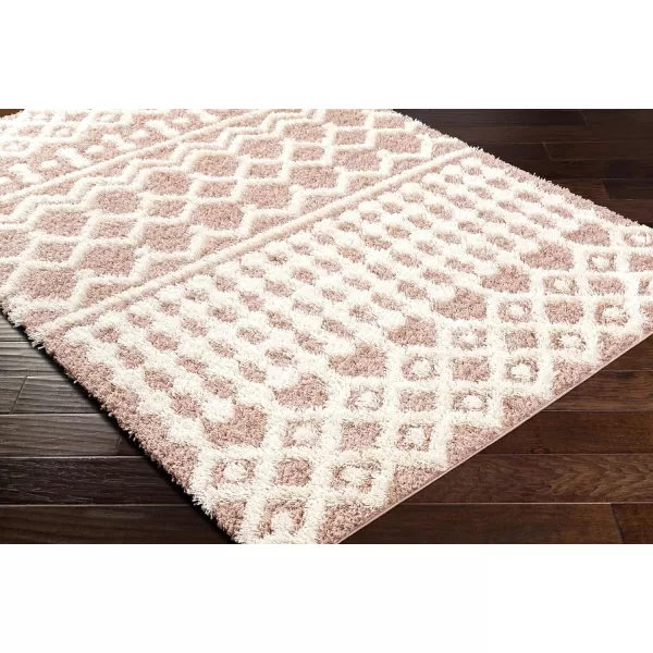 Hapsburg Moroccan Shag Area Rug53 x 73 Dark BrownDusty Pink