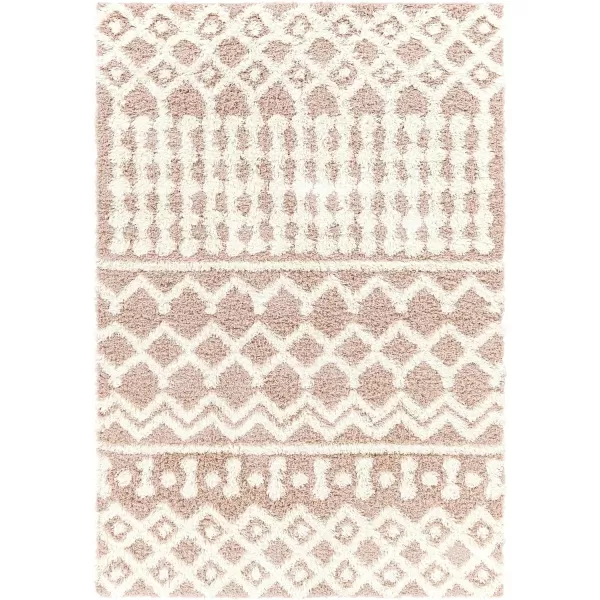 Hapsburg Moroccan Shag Area Rug53 x 73 Dark BrownDusty Pink