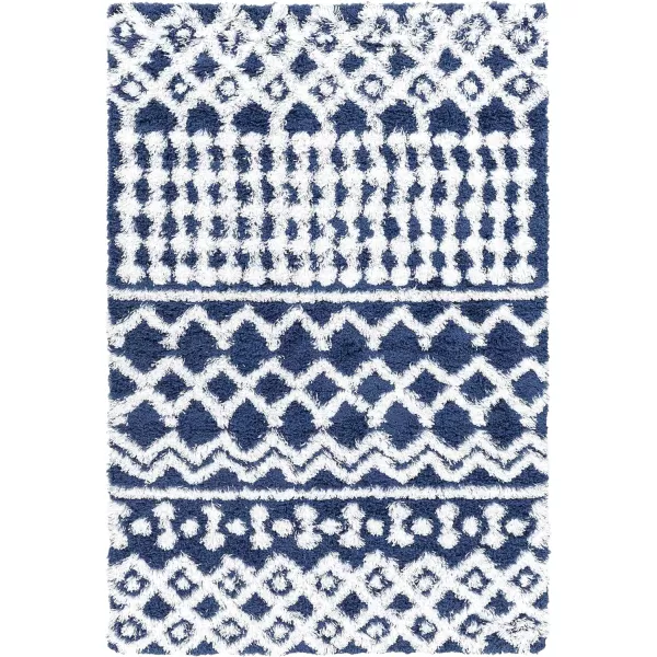 Hapsburg Moroccan Shag Area Rug53 x 73 Dark BrownNavyWhite