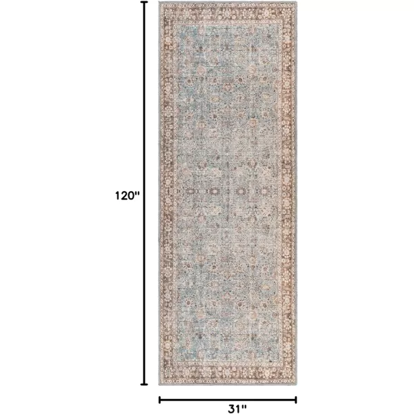 Livabliss Cadarn Printed Oriental Area Rug 53quot x 73quot Light BlueBrownLight BlueBrown