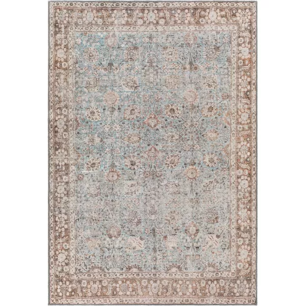 Livabliss Cadarn Printed Oriental Area Rug 53quot x 73quot Light BlueBrownLight BlueBrown