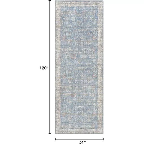 Livabliss Cadena Vintage Printed Area Rug 53quot x 73quot Light Blue27 x 10