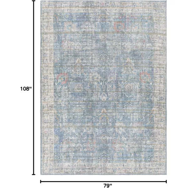 Livabliss Cadena Vintage Printed Area Rug 53quot x 73quot Light Blue67 x 9