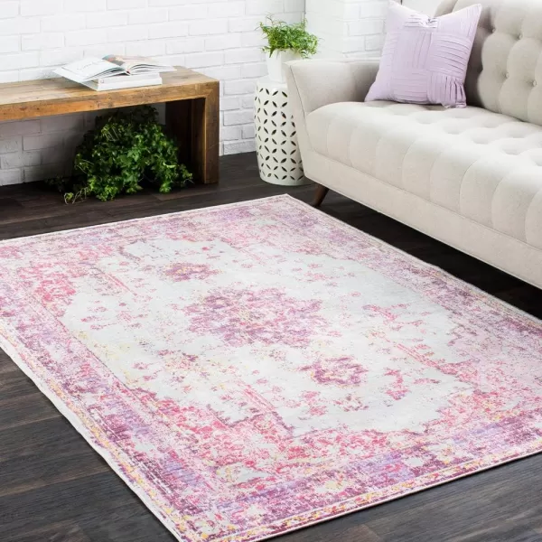 Livabliss Emilio Updated Traditional Area Rug53 x 71Bright PinkBright Pink