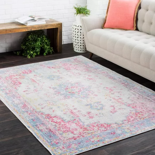 Livabliss Emilio Updated Traditional Area Rug53 x 71Bright PinkDenim