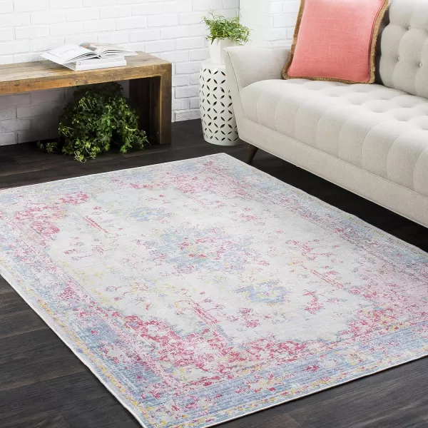 Livabliss Emilio Updated Traditional Area Rug53 x 71Bright PinkDenim