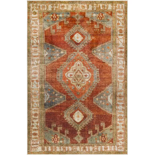 Livabliss Leupp29447 Washable Medallion Area Rug 5 x 76quot RedOrangeRedOrange