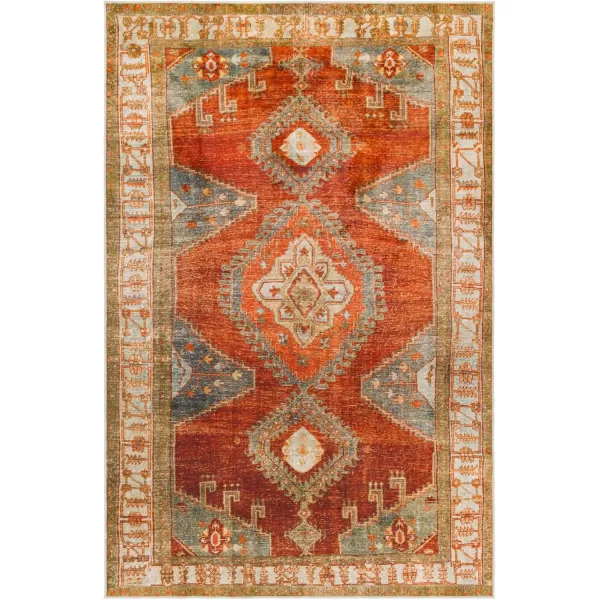 Livabliss Leupp29447 Washable Medallion Area Rug 5 x 76quot RedOrangeRedOrange