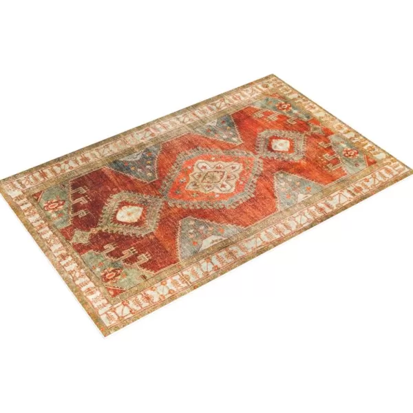 Livabliss Leupp29447 Washable Medallion Area Rug 5 x 76quot RedOrangeRedOrange