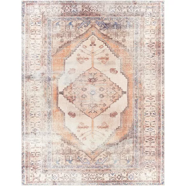 Livabliss Luisa Vintage Washable Area Rug53quot x 73quot OrangeIvoryOrangeIvory