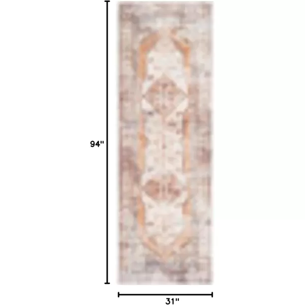 Livabliss Luisa Vintage Washable Area Rug53quot x 73quot OrangeIvoryOrangeIvory