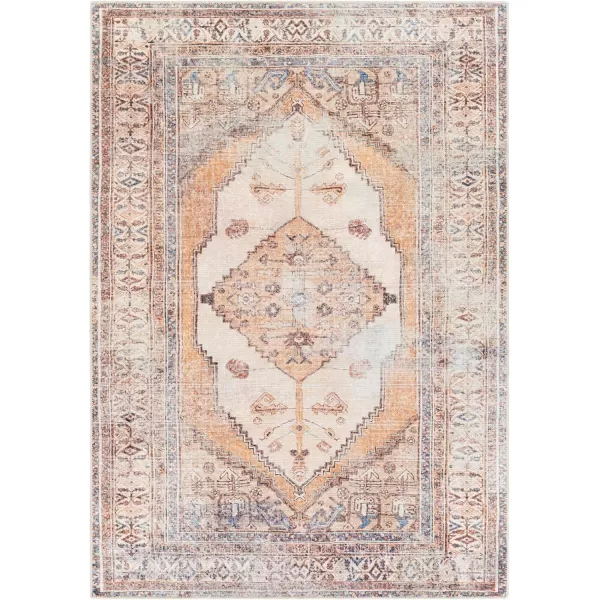 Livabliss Luisa Vintage Washable Area Rug53quot x 73quot OrangeIvoryOrangeIvory