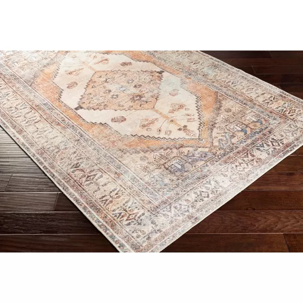 Livabliss Luisa Vintage Washable Area Rug53quot x 73quot OrangeIvoryOrangeIvory