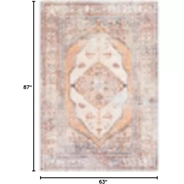 Livabliss Luisa Vintage Washable Area Rug53quot x 73quot OrangeIvoryOrangeIvory