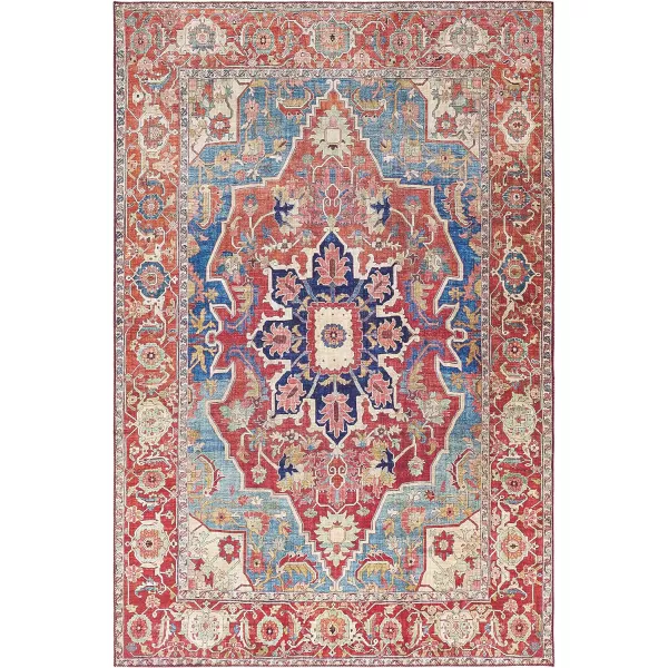 Livabliss Lyyti Area Rug 5 x 76quot 5 ft x 7 ft 6 in Bright RedBlueBright RedBlue