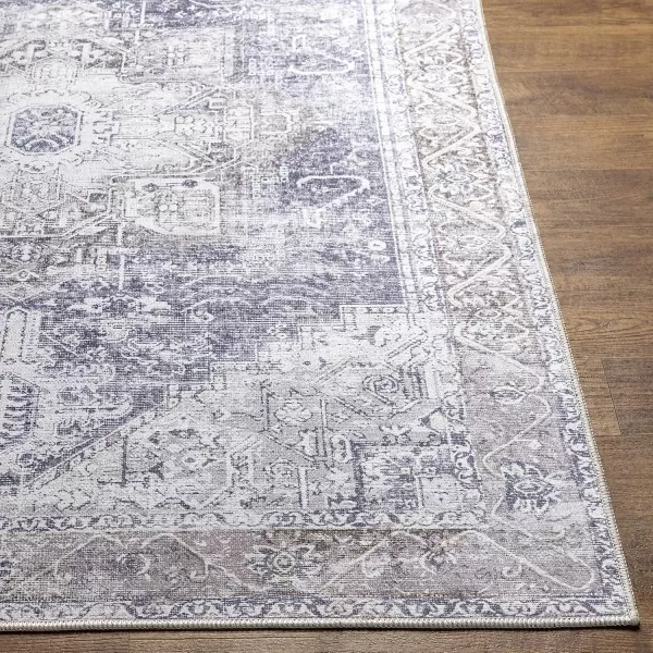 Livabliss Suri Vintage Washable Area Rug 53quot x 73quot RustBlueLight GreyPurple