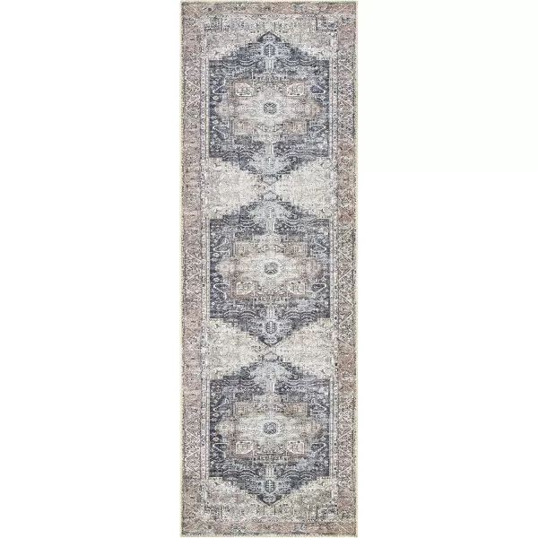 Livabliss Suri Vintage Washable Area Rug 53quot x 73quot RustBlueLight GreyPurple