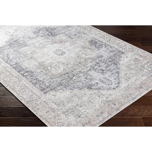 Livabliss Suri Vintage Washable Area Rug 53quot x 73quot RustBlueLight GreyPurple