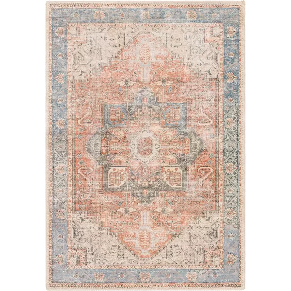 Livabliss Suri Vintage Washable Area Rug 53quot x 73quot RustBlueRustBlue