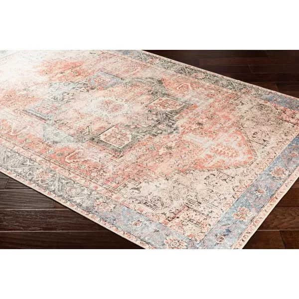 Livabliss Suri Vintage Washable Area Rug 53quot x 73quot RustBlueRustBlue