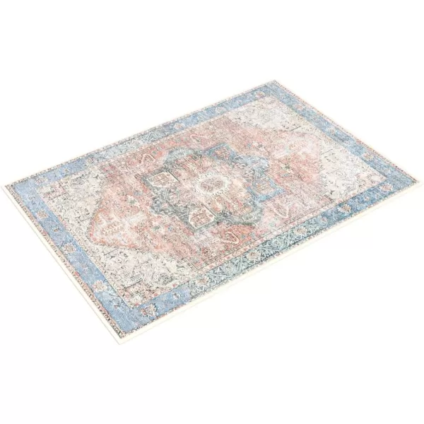 Livabliss Suri Vintage Washable Area Rug 53quot x 73quot RustBlueRustBlue