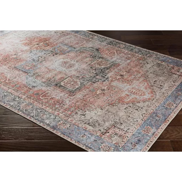 Livabliss Suri Vintage Washable Area Rug 53quot x 73quot RustBlueRustBlue