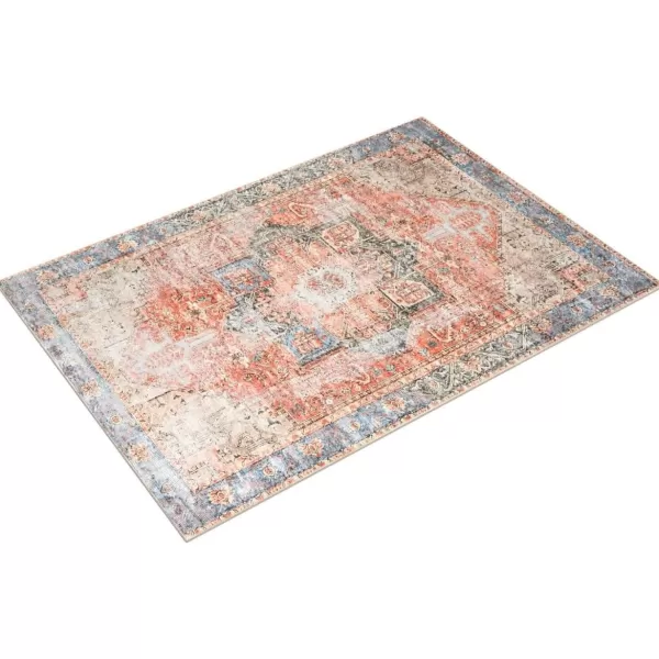 Livabliss Suri Vintage Washable Area Rug 53quot x 73quot RustBlueRustBlue