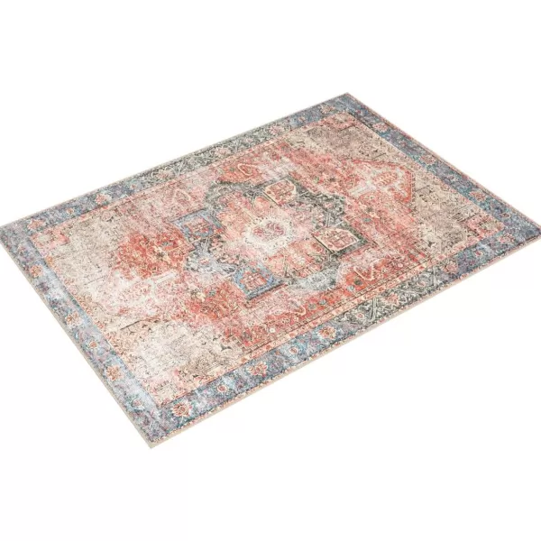 Livabliss Suri Vintage Washable Area Rug 53quot x 73quot RustBlueRustBlue