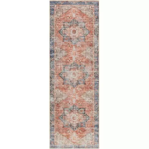 Livabliss Suri Vintage Washable Area Rug 53quot x 73quot RustBlueRustBlue