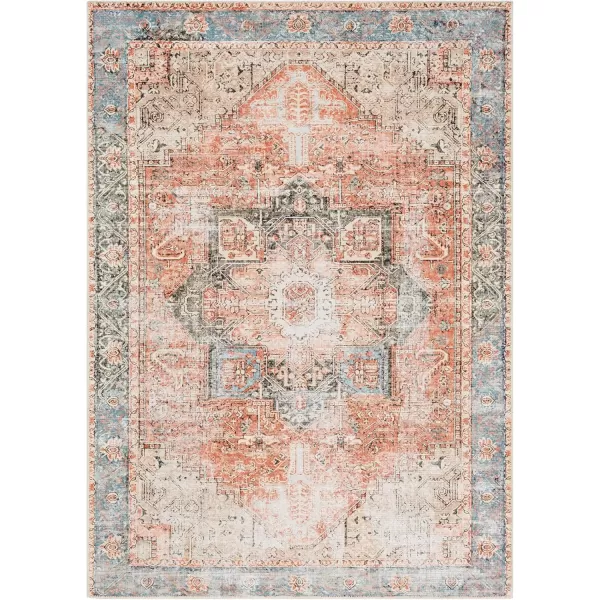 Livabliss Suri Vintage Washable Area Rug 53quot x 73quot RustBlueRustBlue