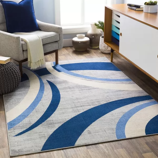 Zara Modern Geometric Area Rug53 x 73NavyNavy