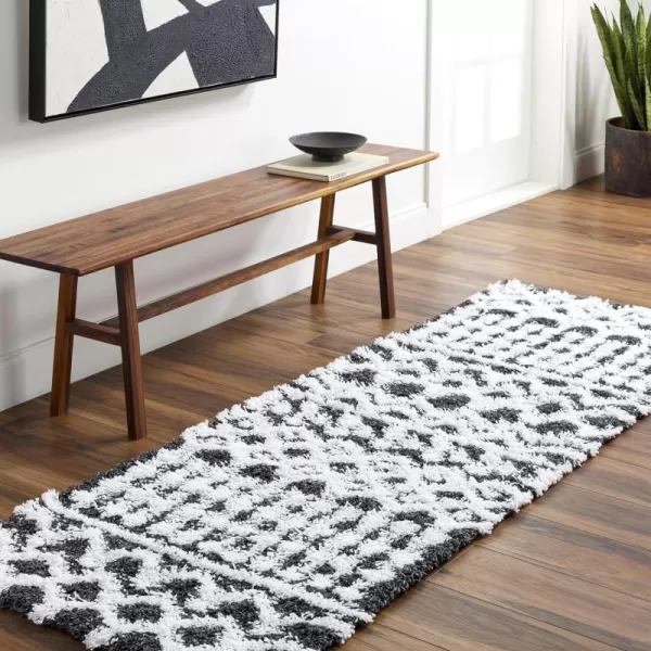 Hapsburg Moroccan Shag Area Rug53 x 73 Dark BrownBlackWhite