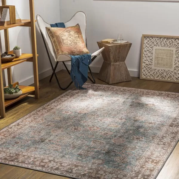 Livabliss Cadarn Printed Oriental Area Rug 53quot x 73quot Light BlueBrownLight BlueBrown