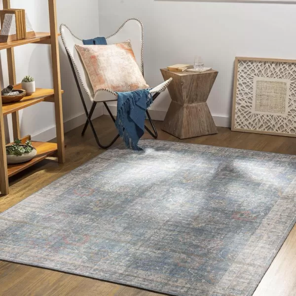 Livabliss Cadena Vintage Printed Area Rug 53quot x 73quot Light Blue27 x 10