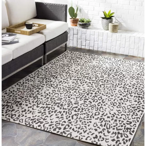 Livabliss Esperanza Leopard Outdoor Area Rug710 SquareBright BlueIvoryBlackWhite