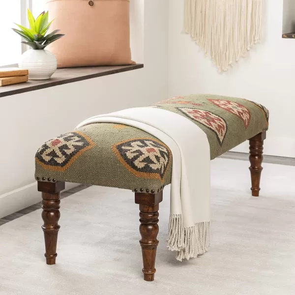 Artistic Weavers Sandoval Global Jute Upholstered Bench 18 H x 48 W x 16 D Dark GreenArtistic Weavers Sandoval Global Jute Upholstered Bench 18 H x 48 W x 16 D Dark Green