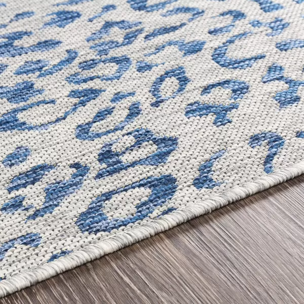 Artistic Weavers Esperanza Leopard Outdoor Area Rug67 SquareBlackWhite2 x 211 Bright BlueIvory