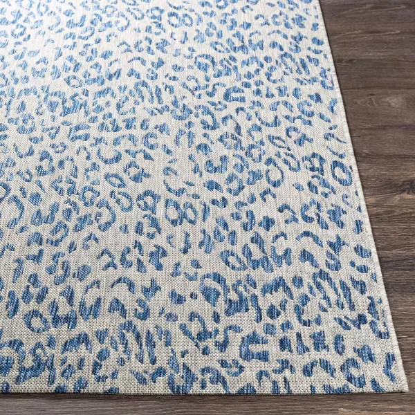 Artistic Weavers Esperanza Leopard Outdoor Area Rug67 SquareBlackWhite2 x 211 Bright BlueIvory