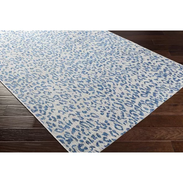 Artistic Weavers Esperanza Leopard Outdoor Area Rug67 SquareBlackWhite2 x 211 Bright BlueIvory