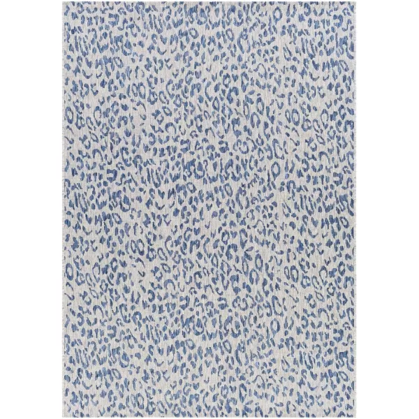 Artistic Weavers Esperanza Leopard Outdoor Area Rug67 SquareBlackWhite2 x 211 Bright BlueIvory