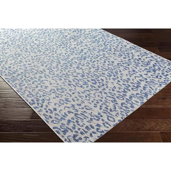 Artistic Weavers Esperanza Leopard Outdoor Area Rug67 SquareBlackWhite67 Round Bright BlueIvory