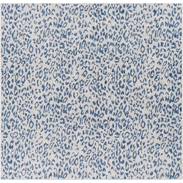 Artistic Weavers Esperanza Leopard Outdoor Area Rug67 SquareBlackWhite67 Square Bright BlueIvory