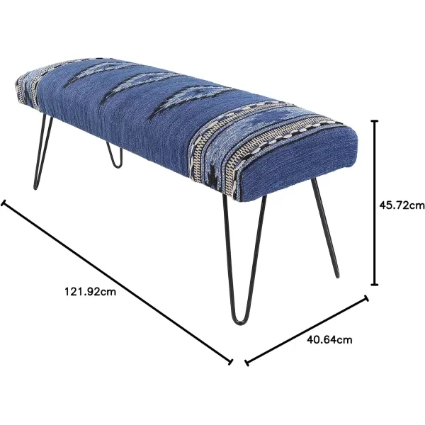 Artistic Weavers Questa Southwestern Hairpin Upholstered Bench 18 H x 48 W x 16 D Dark Blue18H x 48W x 16D Dark Blue