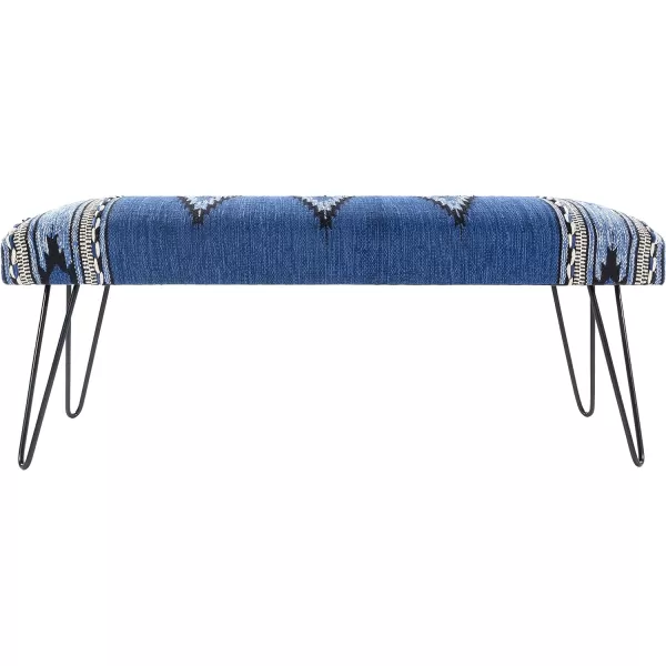 Artistic Weavers Questa Southwestern Hairpin Upholstered Bench 18 H x 48 W x 16 D Dark Blue18H x 48W x 16D Dark Blue