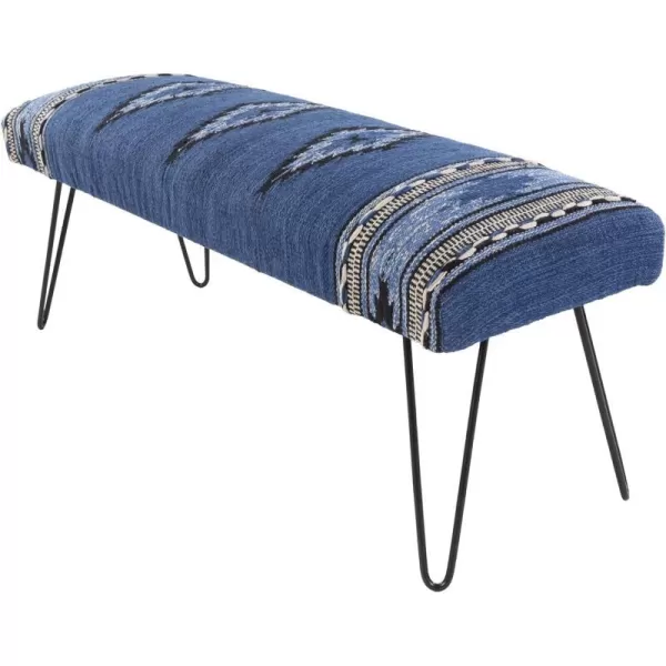 Artistic Weavers Questa Southwestern Hairpin Upholstered Bench 18 H x 48 W x 16 D Dark Blue18H x 48W x 16D Dark Blue