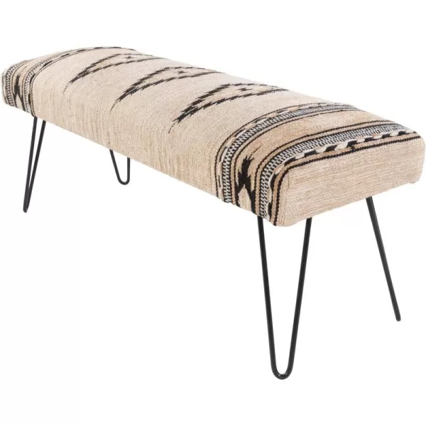 Artistic Weavers Questa Southwestern Hairpin Upholstered Bench 18 H x 48 W x 16 D TanBlack18H x 48W x 16D TanBlack